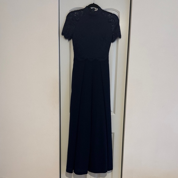 Navy Lace High-Neck Jumpsuit - Picture 2 of 5